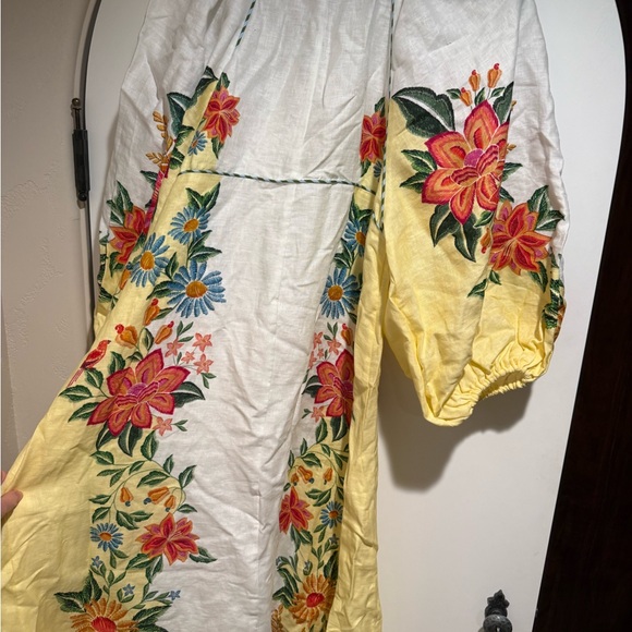 Farm Rio Bloom Garden embroidered linen maxi dress, Size L - Picture 9 of 14
